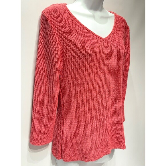 Eileen Fisher 100% Silk Sweater Pink 3/4 Sleeve Spring Women's Size Large Petite - Picture 5 of 12